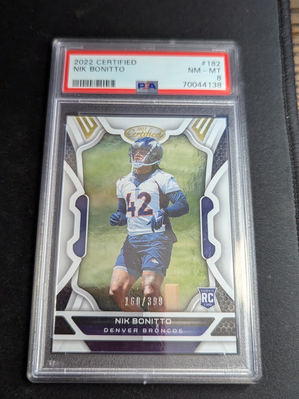 2022 Panini Certified Nik Bonitto 160/399 #182 PSA 8 NEAR MINT